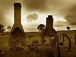 The chimney stacks are all that remain of the Kelly's home at Eleven Mile Creek.